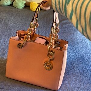 Michael Kors Blush Satchel with Gold Accents